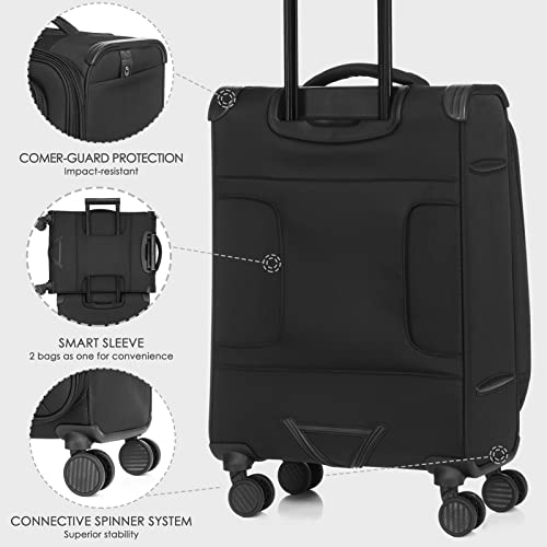 Verage Toledo Carry On Luggage Softside Expandable Suitcase with Spinner Wheel (20-Inch, Black) - Image 5