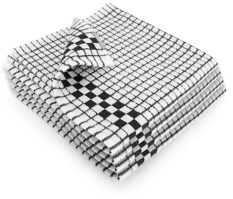Fecido Classic Kitchen Dish Towels with Hanging Loop  Set of 4 Black