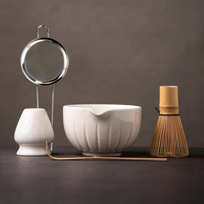 TANG PIN Matcha Set Match Bowl and Whisk 15 OZ Matcha Scoop Matcha Whisk Stand Chasen Holder 5pc Perfect Matcha Kit for Matcha Tea Ceremony White - Image 2