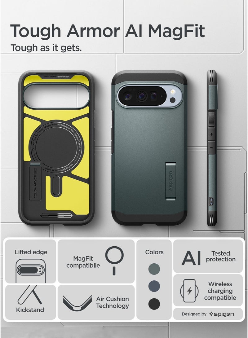 Spigen Tough Armor MagFit AI for Google Pixel 10 Pro XL Case Cover [Pixelsnap and MagSafe compatible] - Abyss Green - Image 2