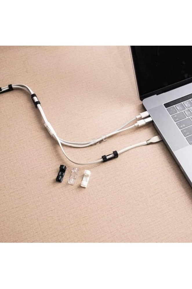 100 Pieces Clear Self-Adhesive Cable Clips Cable Organizer for 6-8 MM Cable Wire Clamp Sticky Clear Cable Clip Management Organizer Drop Wire Holder for TV PC Cable Desktop Home Office - Image 2