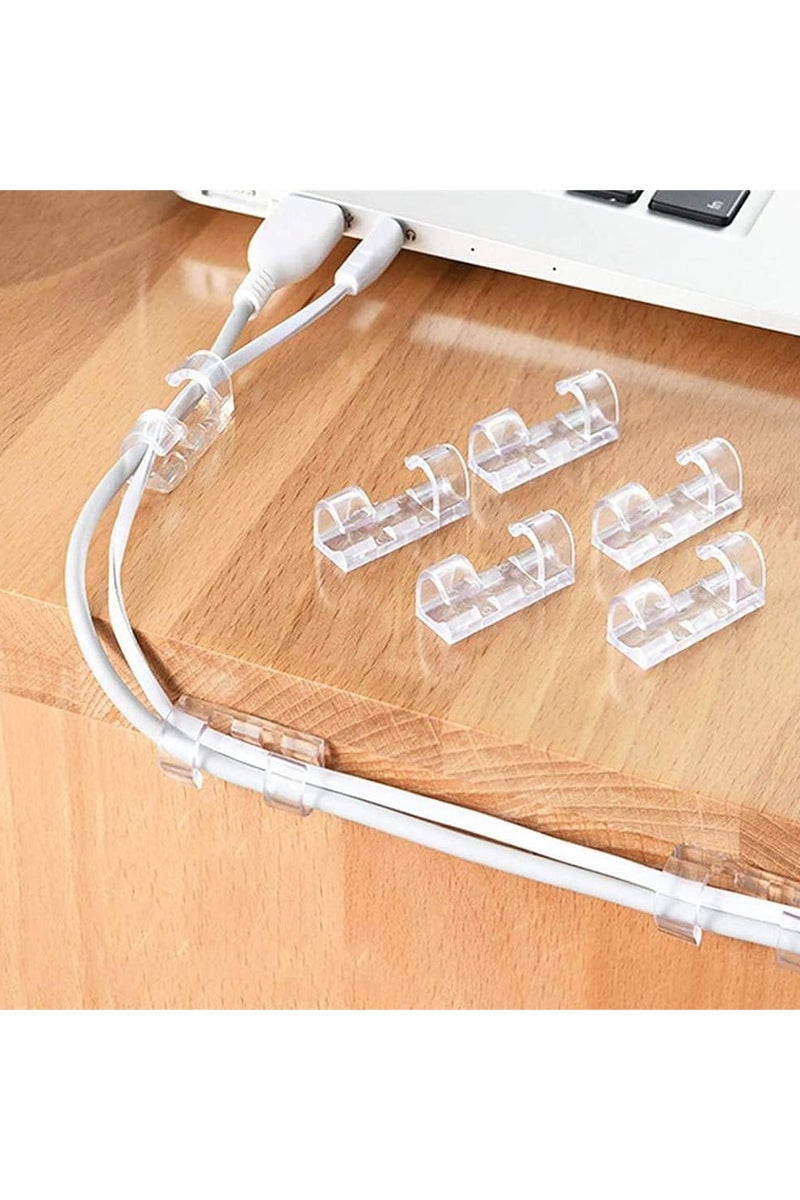 100 Pieces Clear Self-Adhesive Cable Clips Cable Organizer for 6-8 MM Cable Wire Clamp Sticky Clear Cable Clip Management Organizer Drop Wire Holder for TV PC Cable Desktop Home Office - Image 4