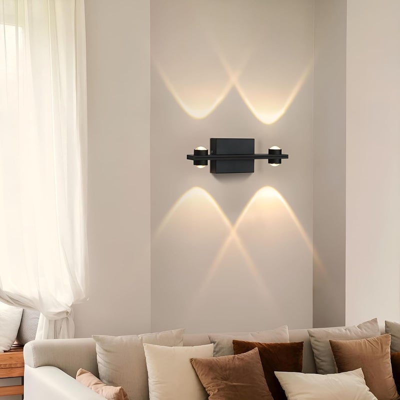 FILLISKA Aluminium Led Luxurious Indoor Up/Down Wall Light Warm White, Shockproof & Rustproof Alluminium Body (2Up 2 Down Matt Black)(2 Years Warranty) - Image 2