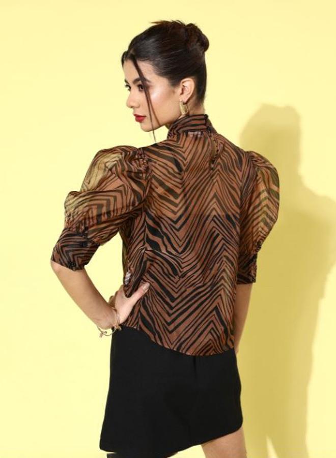 Kassually Kassually All Over Print Puff Sleeves Top with Camisole  - Image 3