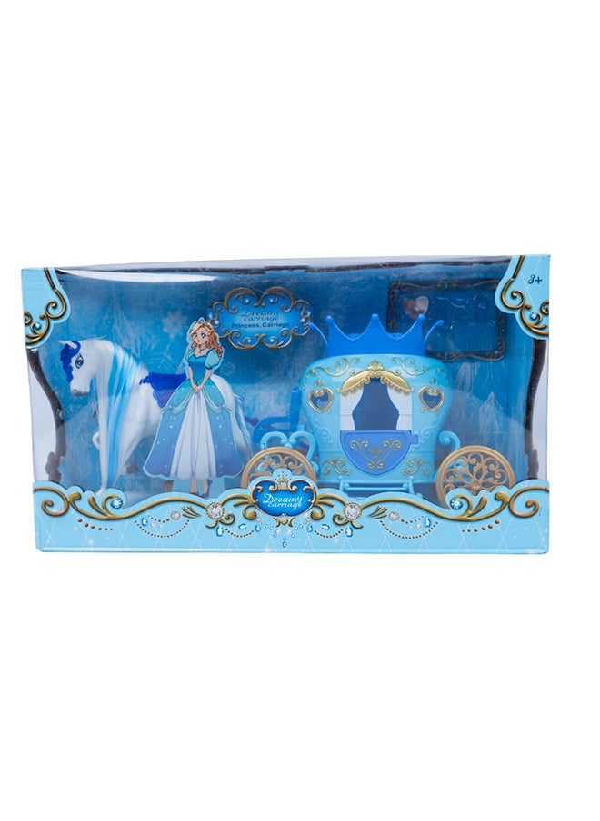 Toys Princess Carriage With Horse And Accessories, Childrensrole Play Set, Includes Light And Music, For Ages 3+ Years Old, Blue  - Image 1