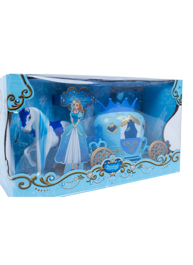 Toys Princess Carriage With Horse And Accessories, Childrensrole Play Set, Includes Light And Music, For Ages 3+ Years Old, Blue  - Image 2