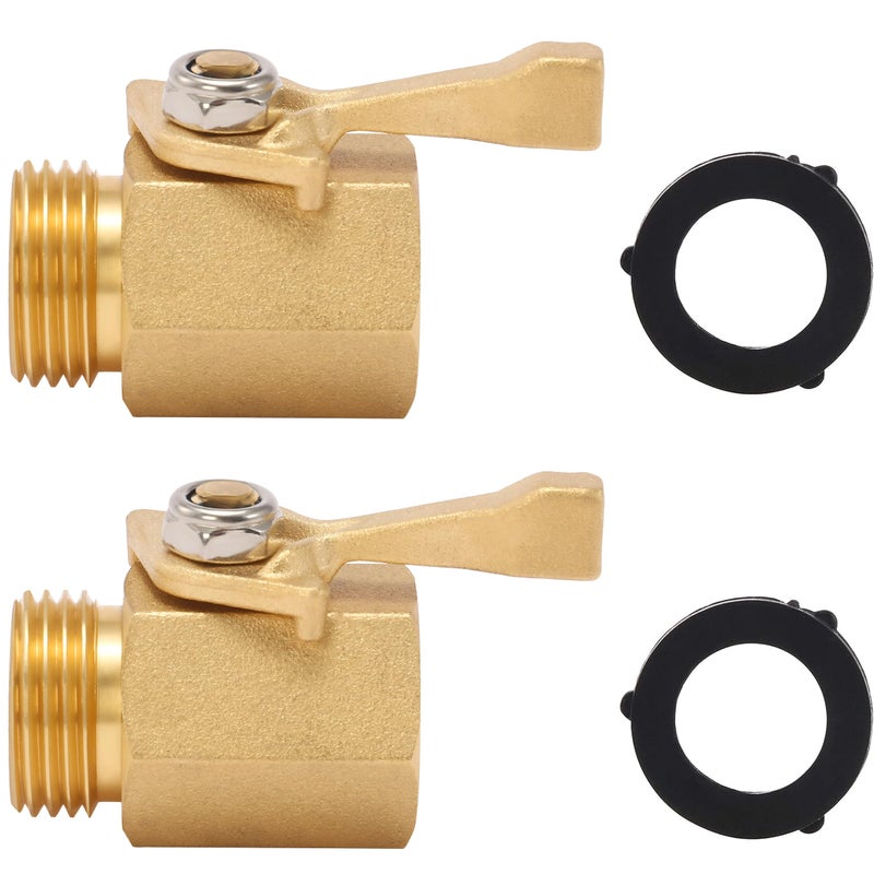 M MINGLE Heavy Duty Brass Garden Hose Shut Off Valve, 3/4 Inch, 2-Pack with 2 Hose Washers - Image 2