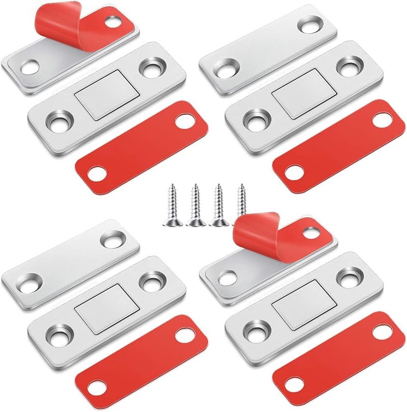 DRUCILA Ultra Thin Stainless Steel Cabinet Door Magnetic Catch, Adhesive Cabinet Door Magnets for Kitchen Closet Drawer Latch (4) - Image 1