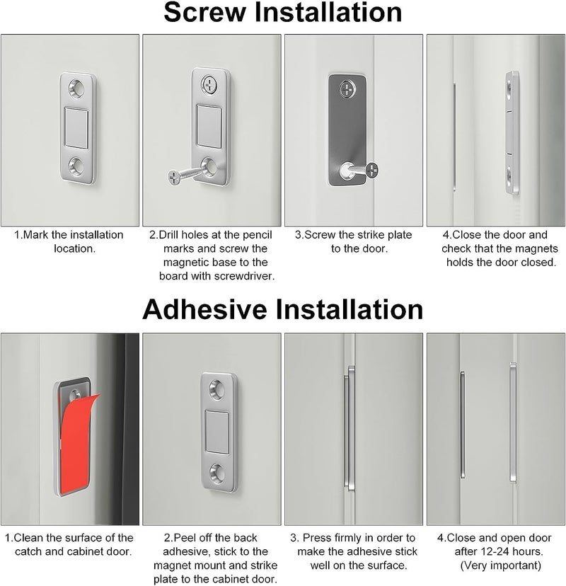 DRUCILA Ultra Thin Stainless Steel Cabinet Door Magnetic Catch, Adhesive Cabinet Door Magnets for Kitchen Closet Drawer Latch (4) - Image 4