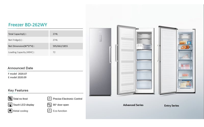 Hisense 260 Lt 9.2 CuFt Upright Freezer, Total Nofrost, Energy Saving, Stainless Steel Color 260 L 200 W FU275N3ESD Silver - Image 3