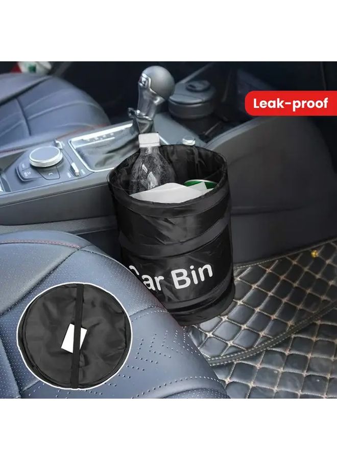Black Foldable Oxford Cloth Car Trash Can 6.3x7.87 Inch For Travel - Image 5