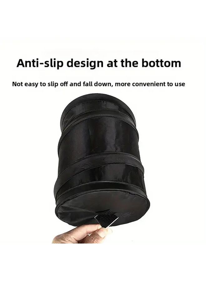 Black Foldable Oxford Cloth Car Trash Can 6.3x7.87 Inch For Travel - Image 4