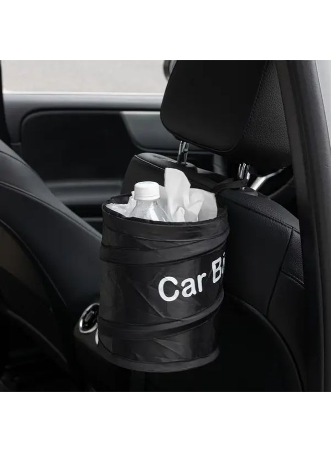 Black Foldable Oxford Cloth Car Trash Can 6.3x7.87 Inch For Travel - Image 1