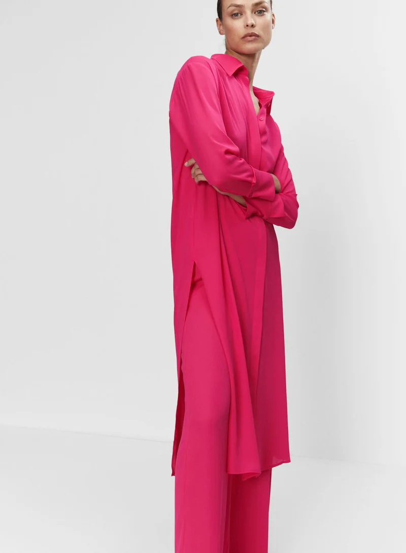 MANGO Button Detail Slit Dress