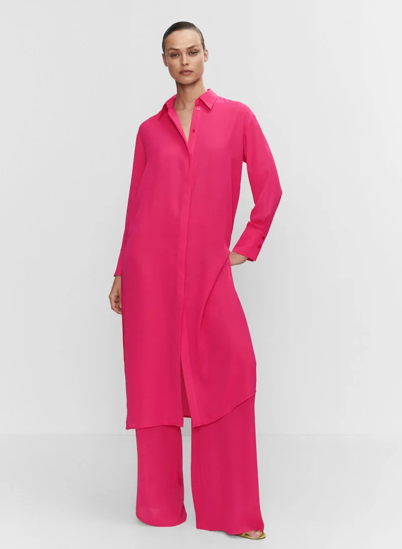 MANGO Button Detail Slit Dress