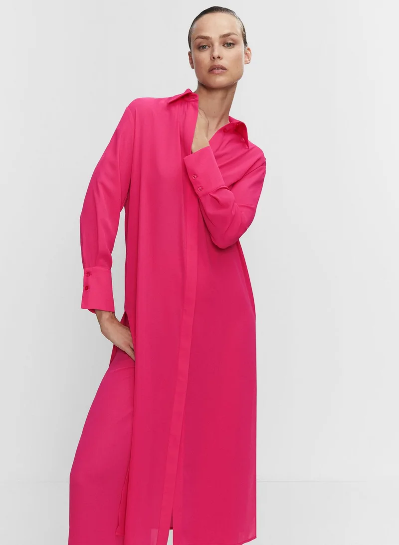 MANGO Button Detail Slit Dress