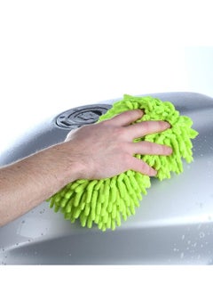 Oxford OXFORD Microfibre Noodle Sponge Fluo Wash & Wax Mitts Green (Made in France)  - Image 5