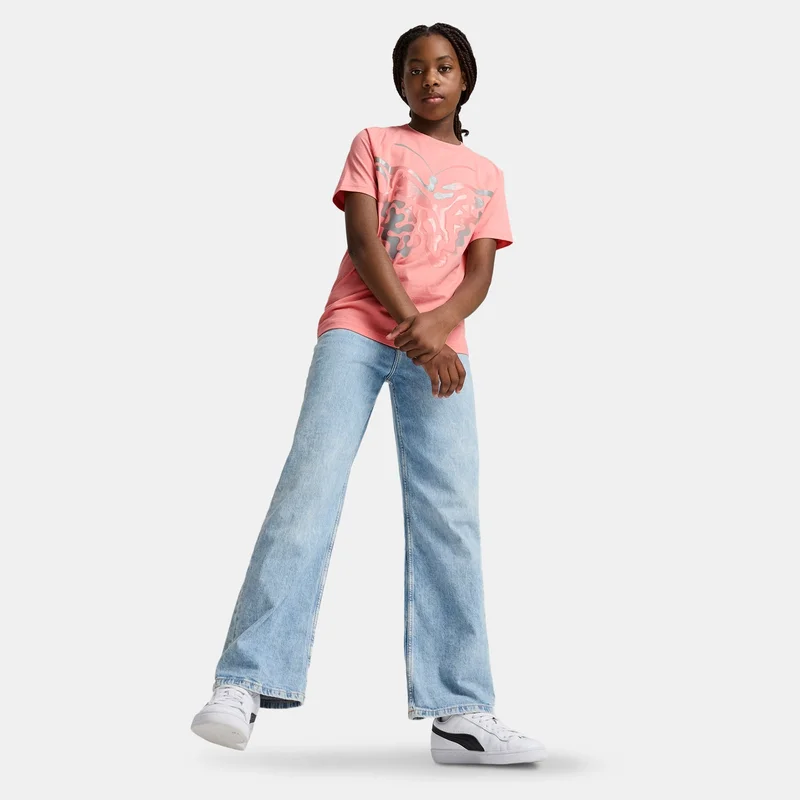 Puma Pink Kids' Butterfly Vibe Logo T-Shirt  | Best Price UAE
