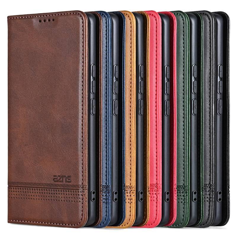 غطاء واقي، حماية من السقوط، Leather Case، تصميم قابل للطي، مقاوم للصدمات لـ Redmi Note 14 باللون الأحمر - Image 3