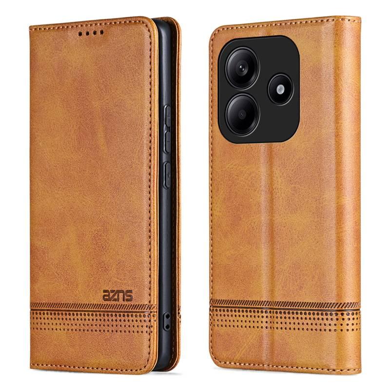 غطاء واقي، حماية من السقوط، Leather Case، تصميم قابل للطي، مقاوم للصدمات لـ Redmi Note 14 باللون الأحمر - Image 1