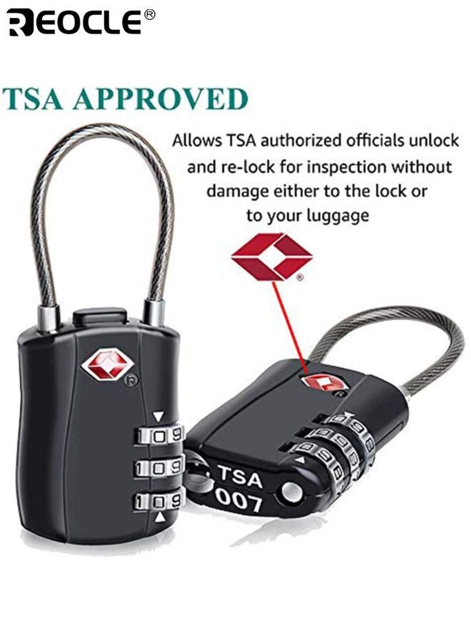 REOCLE Suitcase Locks TSA Approved Luggage Lock Zinc Alloy Security Padlock 3 Dial Combination Lock for Luggage Suitcases Backpacks Duffle Bags and Laptop Camera Cases - Image 4