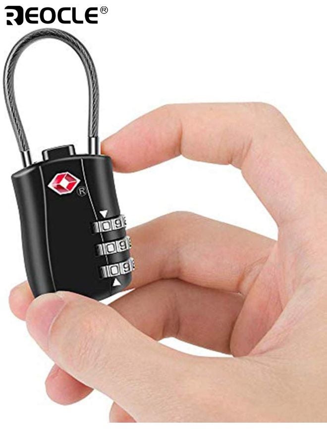 REOCLE Suitcase Locks TSA Approved Luggage Lock Zinc Alloy Security Padlock 3 Dial Combination Lock for Luggage Suitcases Backpacks Duffle Bags and Laptop Camera Cases - Image 3