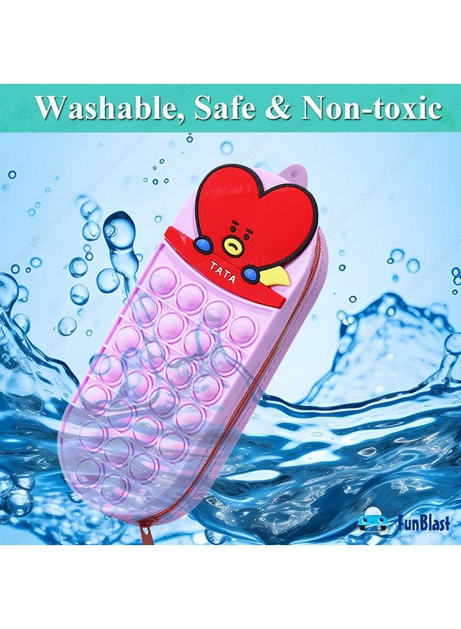 فنبلاست حافظة أقلام FunBlast Pop it - حافظة أقلام سيليكون بطبعة حيوانات لطيفة للأطفال، حافظة أقلام أنيقة، حقيبة للأطفال والكبار، منظم أدوات مكتبية مدرسية (أرجواني فاتح؛ طباعة عشوائية) - Image 2