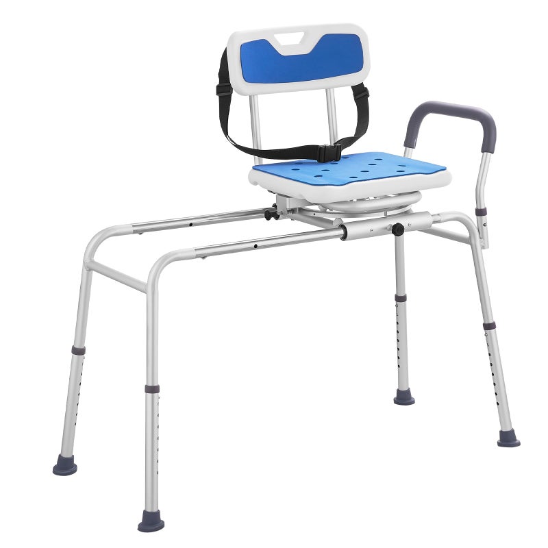 VEVOR Sliding Tub Transfer Bench with 360 Degree Swivel Seat, Height Adjustable Bathtub Transfer Bench with Armrest & Safety Belt, Non-Slip Rotating Shower Chair for Elderly Disabled, 400LBS Capacity - Image 4