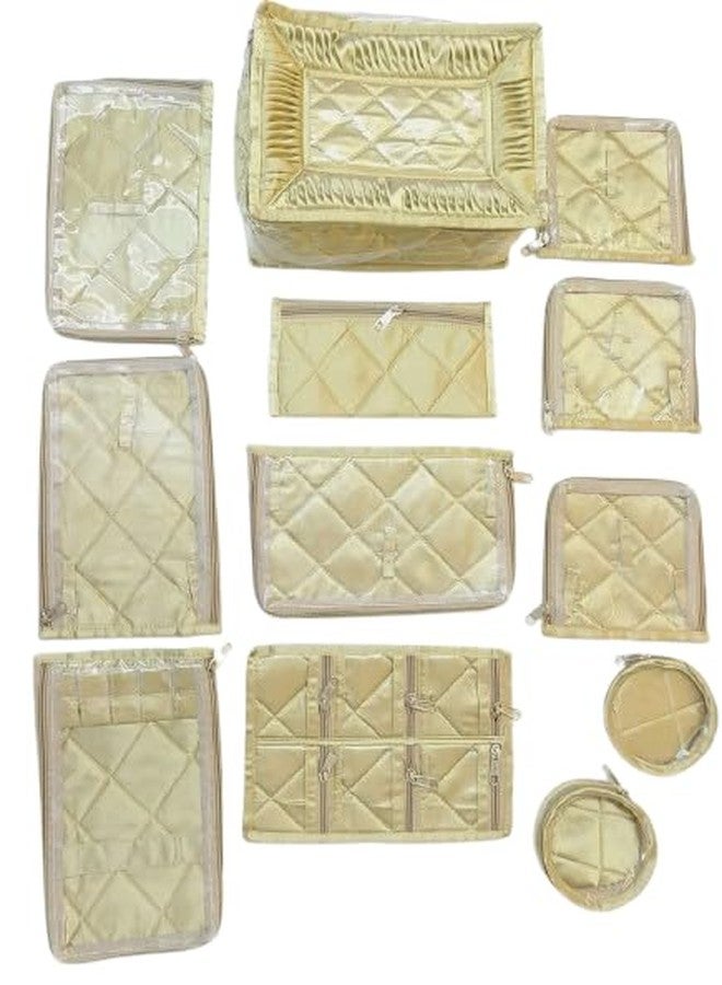 BriKSHi Jewelry Storage Organizer – Compact Travel Case for Rings, Chains, Earrings & Bracelets (Multi Section Design)(12 pcs)(Beige) - Image 2