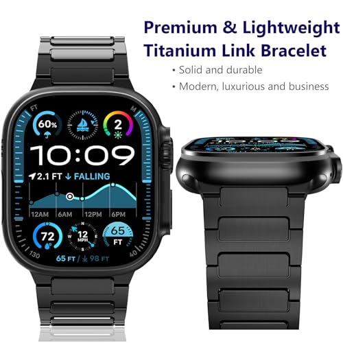 WINGLE Titanium Bands for Apple Watch Band Ultra 3/2/1 Band Ultra 49mm Series 11 10 46mm 45mm 44mm 42mm SE 3/2/1 9 8 7 6 5 4 3 2 1 Men, Rugged Durable Lightweight Classy Metal iWatch Strap, Black - Image 2