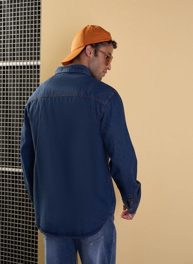 Mascln Sassafras Buttoned Relaxed Fit Denim Shirt - Image 5