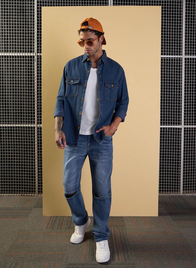 Mascln Sassafras Buttoned Relaxed Fit Denim Shirt - Image 2