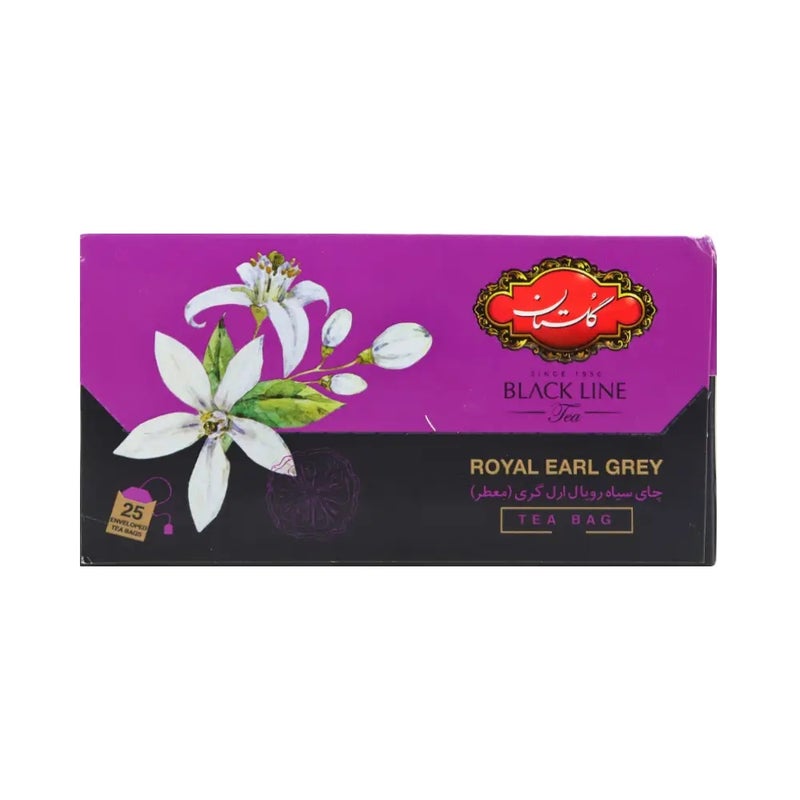 Golestan Black Line Tea Royal Earl Grey Black Tea with Bergamot Flavor- 25 Tea Bags - Image 1