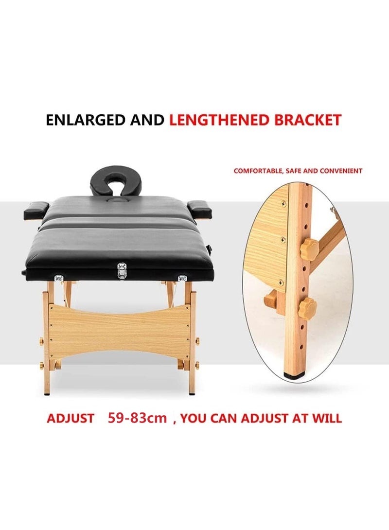 DUNISO Portable Massage Table,3-Section Folding SPA Bed,with Carrying Bag,Strong Load-Bearing Capacity,Height Adjustable,for SPA Salon Tattoo Massage Therapeutic Treatment - Image 3