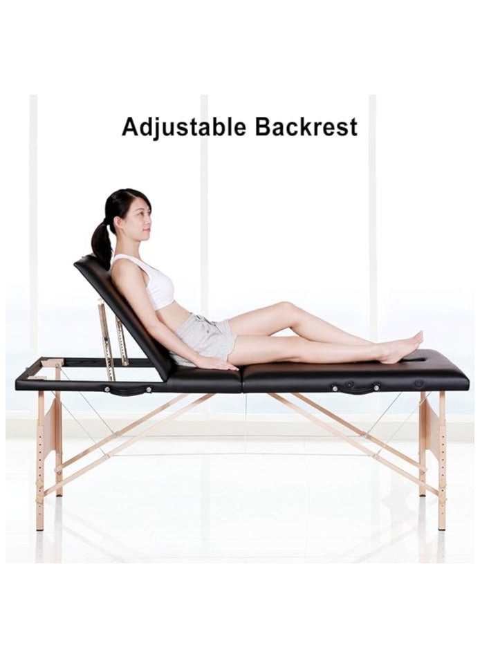DUNISO Portable Massage Table,3-Section Folding SPA Bed,with Carrying Bag,Strong Load-Bearing Capacity,Height Adjustable,for SPA Salon Tattoo Massage Therapeutic Treatment - Image 2