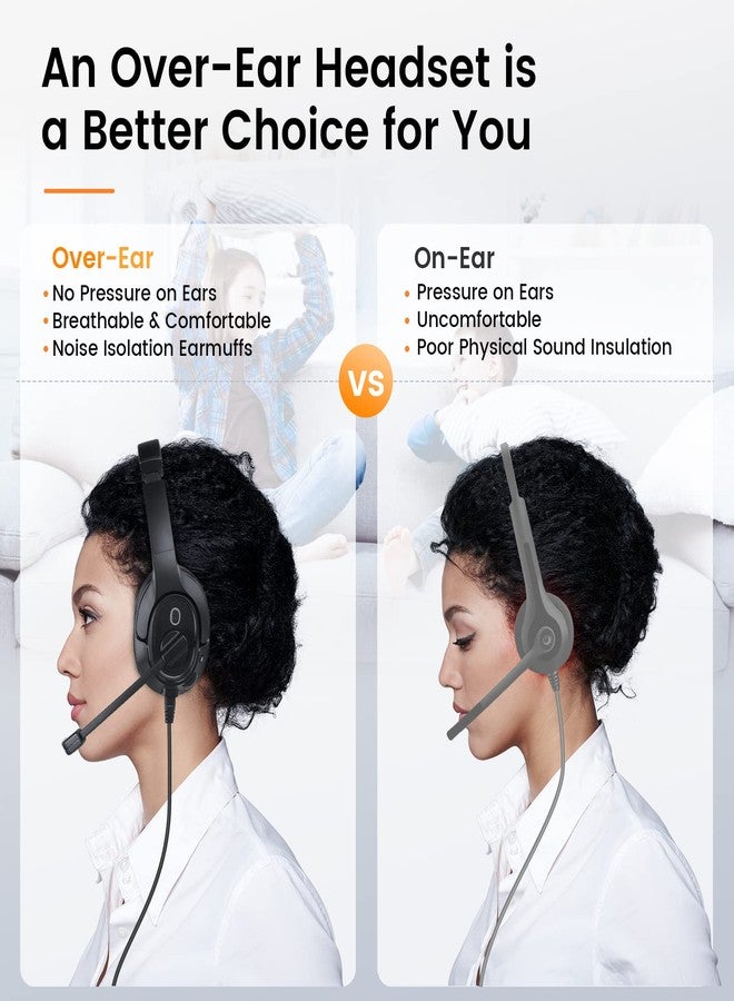 EKSA Headset with Microphone for Laptop, Wired Computer Headset with Volume & Mic Mute Controls, Lightweight PC Headphones for Office Call Center Skype - Image 4