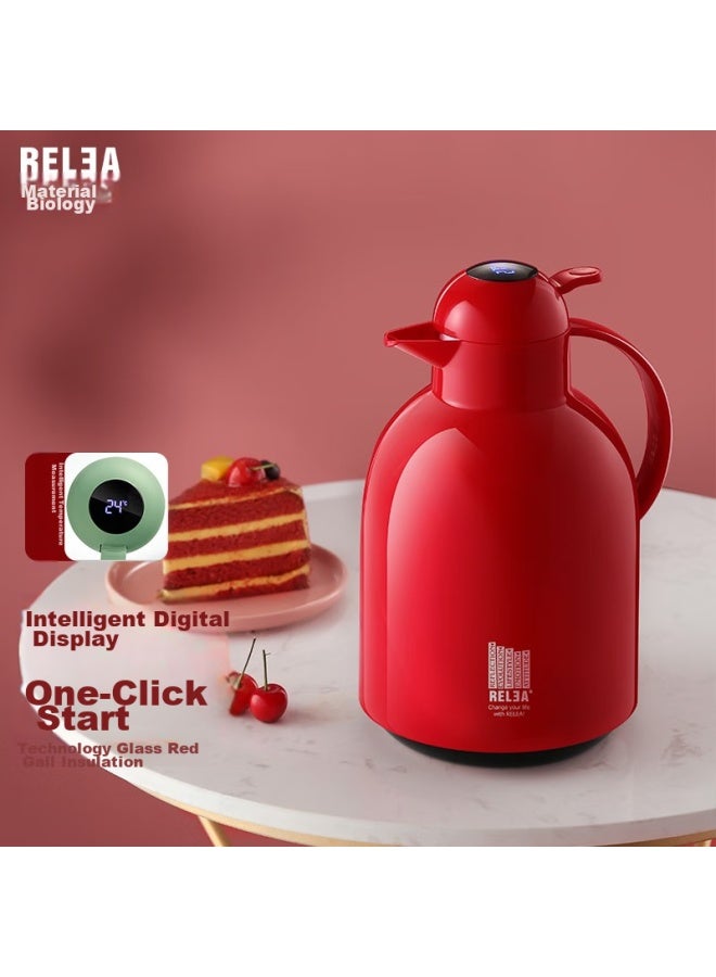 Relea Insulated Pitcher, Large Capacity Glass Thermos For Home Use, Wedding Warm Pot, Temperature Display, Dorm Hot Water Bottle, Insulated Bottle, Boiling Water - Image 1