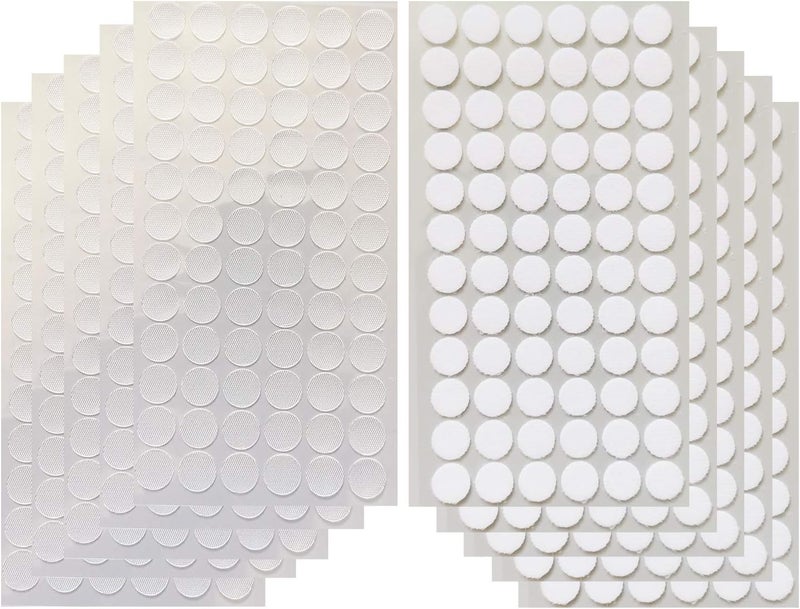 Vkey 700pcs (350pairs) 1.5cm Diameter Transparent Sticky Back Thin Clear Dots with Adhesive Hook & Loop Coins Tapes - Image 1