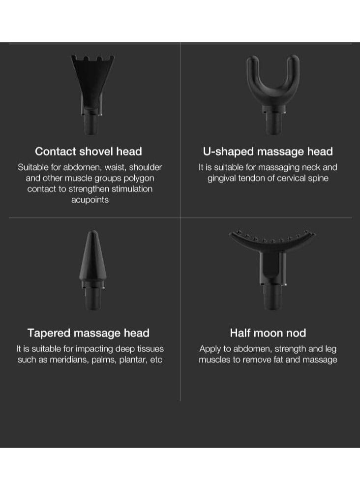 مسدس تدليك محمول باليد ، جهاز تدليك الانسجة العميقة و تخفيف الالم مع 8 رؤوس HB-003 - Image 4