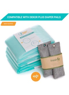 Jasclair jasclair- Diaper Refill Liners - Compatible With Dekor Plus Refill - Disposable Diaper Pail Liners Hold Up To 2372 Diapers - Natural Bamboo Charcoal Smell Eliminator Bags-4 Count (Pack Of 1)  - Image 3