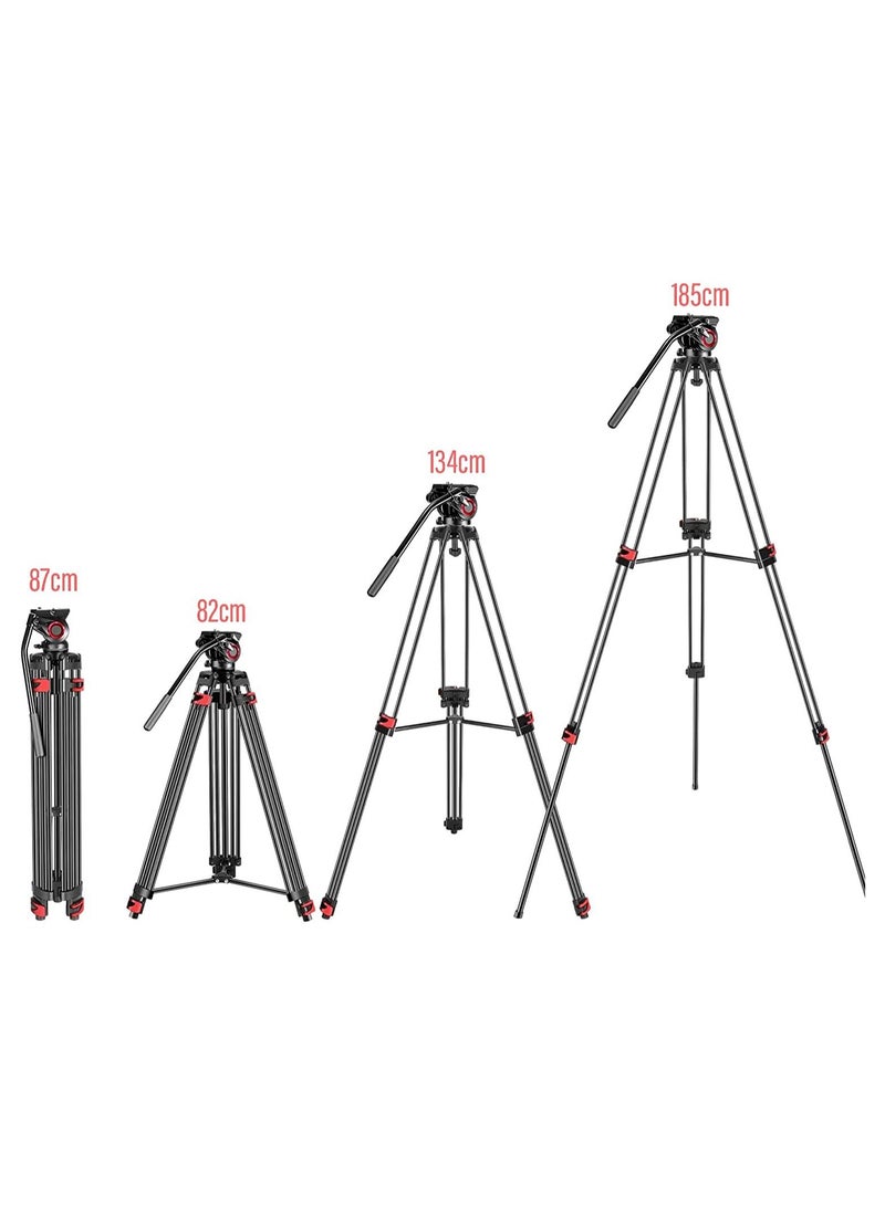 Coopic كاميرا فيديو احترافية متينة من COOPIC CP VT30 بطول 185 سم/72.84 بوصة مصنوعة من سبائك الألومنيوم مع رأس سائل دوار 360 درجة، ولوحة حذاء سريعة مقاس 1/4 و3/8 بوصة، تتحمل حتى 7 كجم - Image 2