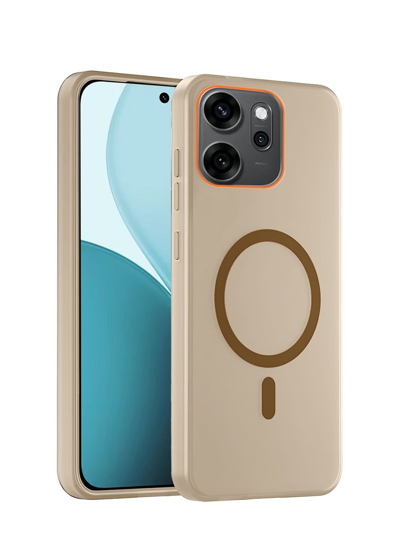 دبليو تيك غطاء حالة أنيق لـ Oppo Reno14 F 5G 2025 بهيكل هجين شفاف مزود بشحن مغناطيسي وحواف كاميرا مرتفعة (MCMPMN) - بني - Image 1