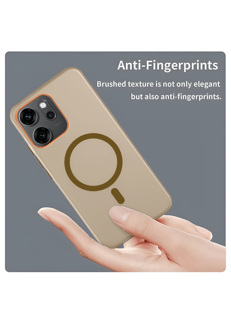 دبليو تيك غطاء حالة أنيق لـ Oppo Reno14 F 5G 2025 بهيكل هجين شفاف مزود بشحن مغناطيسي وحواف كاميرا مرتفعة (MCMPMN) - بني - Image 4