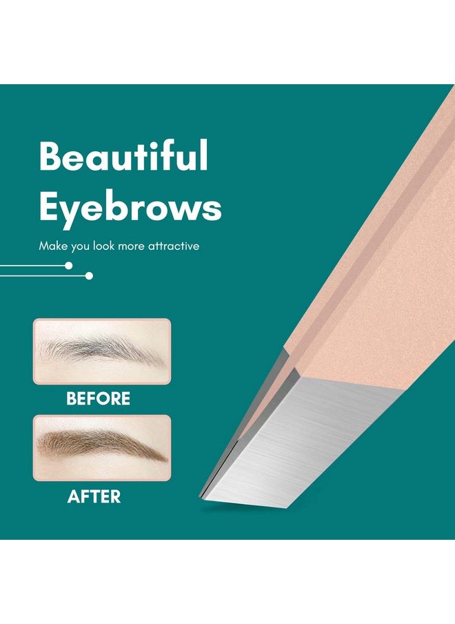 Beaute Secrets - Luxury Tweezers Set - Professional Stainless Steel Tweezers, Best Precision Tweezers For Eyebrows - Great Precision For Facial Hair, Ingrown Hair, Splinter, Eyebrow Tweezers (Rose Gold) - Image 1