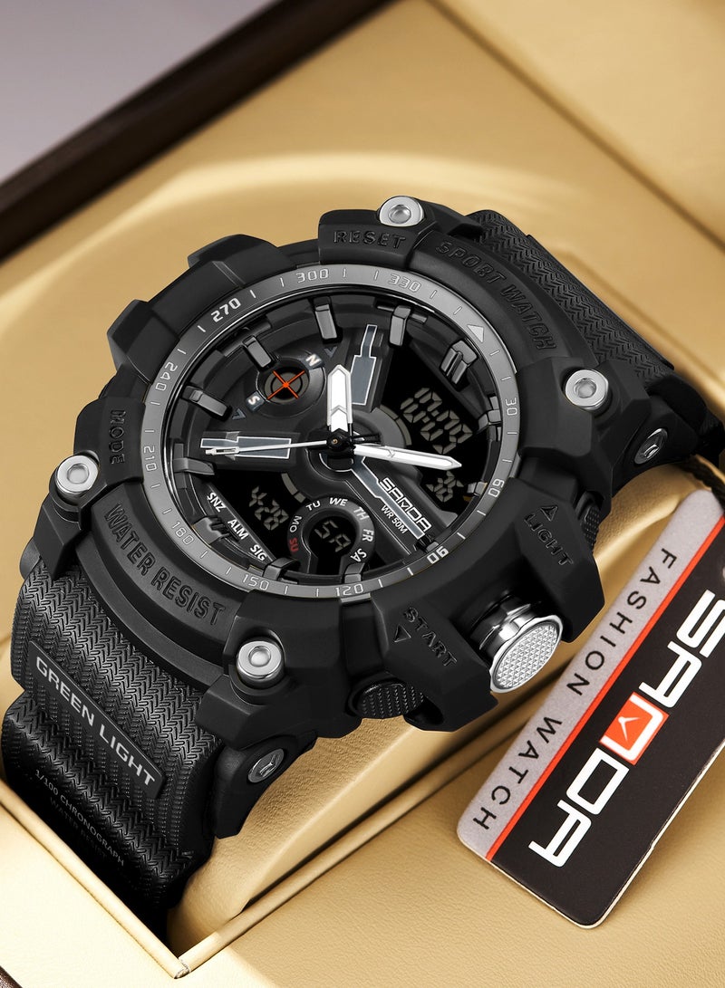 SANDA Top Dual Display Men Watches Waterproof Sports Watch Military Man Alarm Stopwatch Quartz Wristwatch Male Digital Clock - Image 1