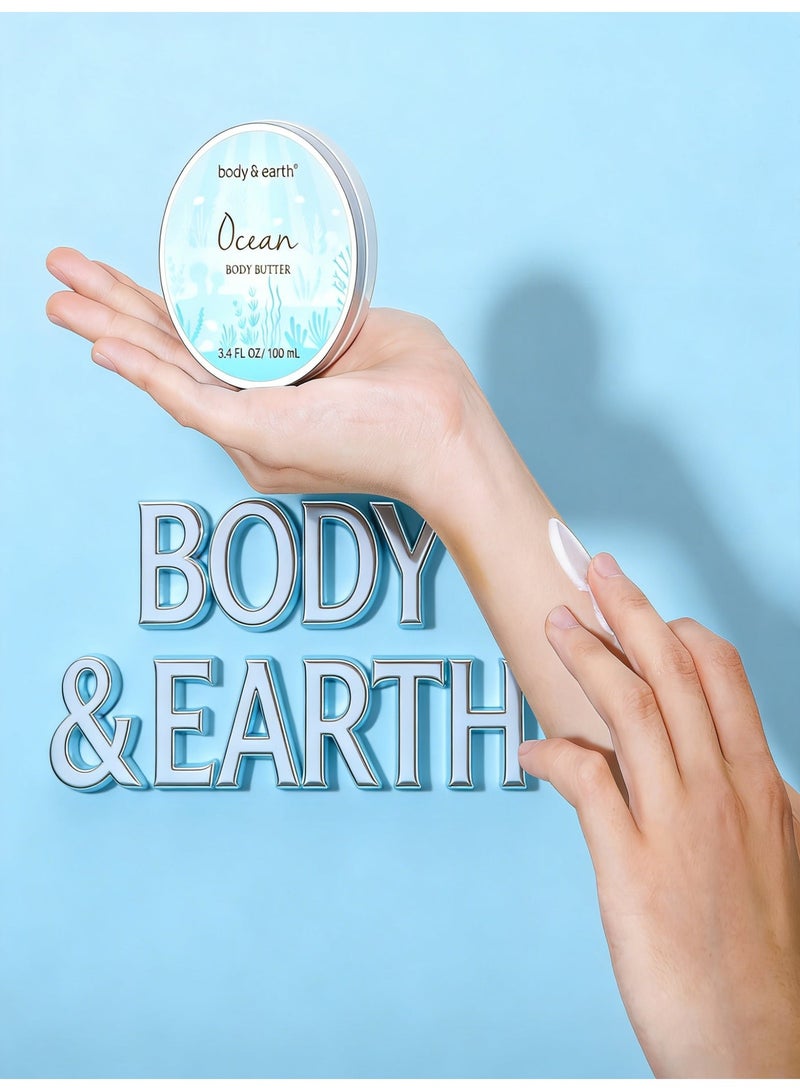 بودي & إيرث هدايا تدليل للنساء من BODY & EARTH، مجموعة هدايا حمام سبا المحيط المكونة من 5 قطع تتضمن شمعة معطرة، زبدة للجسم، هدايا للنساء، هدايا عيد ميلاد للنساء، مجموعات هدايا للنساء، هدايا استرخاء للنساء - Image 5