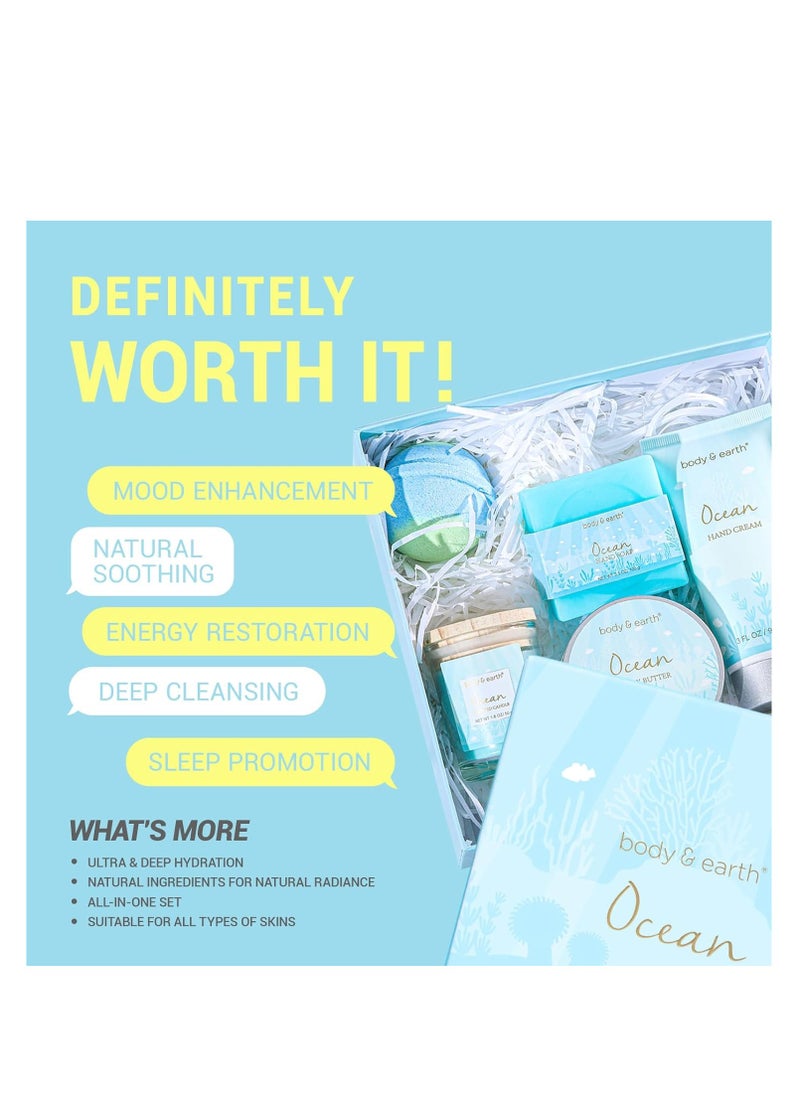 BODY & EARTH BODY & EARTH Pamper Gifts for Women，5 Pcs Ocean Bath Spa Gift Set Includes Scented Candle，Body Butter，Gifts for Women，Birthday gifts for women，Gift Sets for Women，Relaxation Gifts for Women  - Image 2