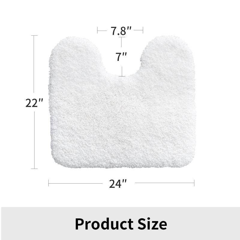 Disolla Toilet Mat 22x24 White - Non Slip Fluffy U-Shaped Contour Rug, Ultra-Soft Plush Toilet Floor Mat, Absorbent & Machine Washable - Image 2