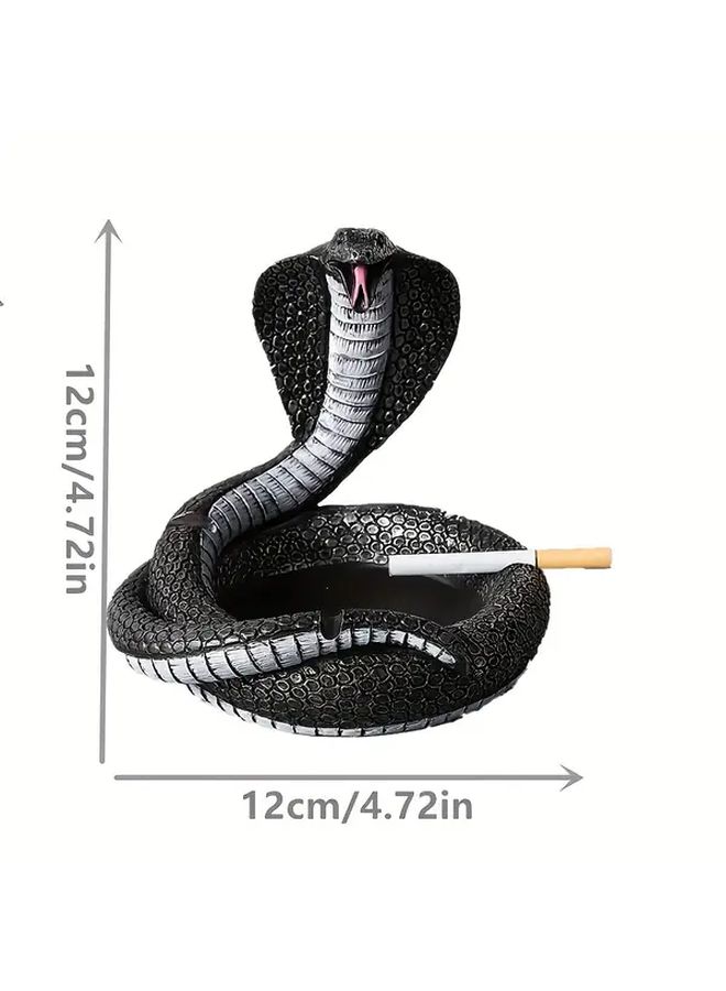 Yellow Snake Resin Ashtray Realistic Design Black Marble Texture Living Room Office Decor Gift - Image 3