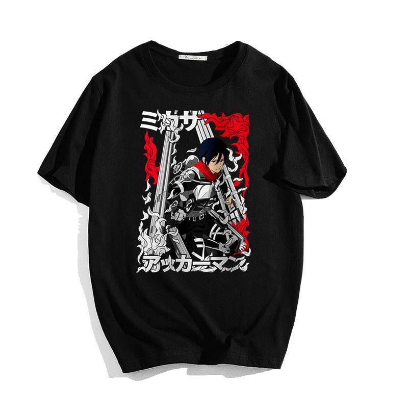 The Attack Of Giant Riman Peripheral Personality Printed Summer Casual Sports Top Loose Round Neck Short-Sleeved T-Shirt For Men - Image 3